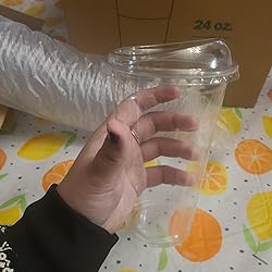 100 Sets Crystal Clear Plastic Cups With Strawless Sip-Lids Disposable Pet