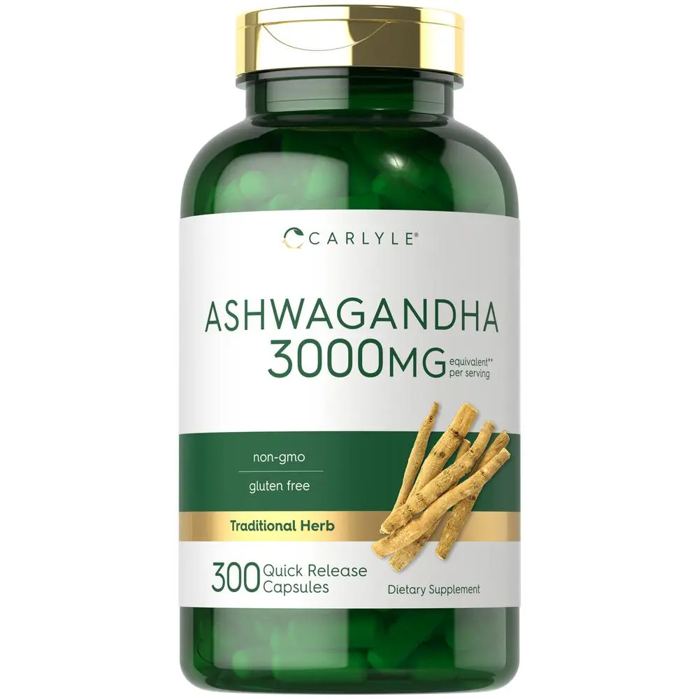 Carlyle Ashwagandha Supplement 3000mg - 300 Capsules - Root Extract Supplement - Non-GMO, Gluten Free