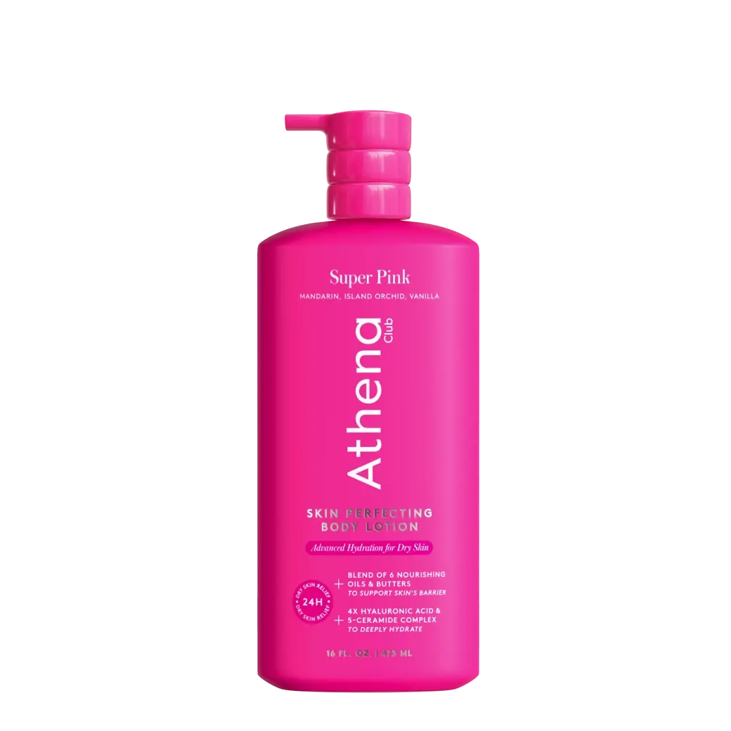 Super Pink - Athena Club Skin Perfecting Body Lotion | 24-Hour Hydration | Fast-Absorbing | Strengthens Skin | Dermatologist Tested