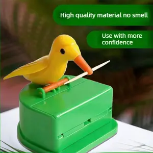 Toothpick Holder Box Creative Bird Pecking Smart Toothpick Dispenser Press-Type Household High Quality Material No Smell Fun And Functional Convenience