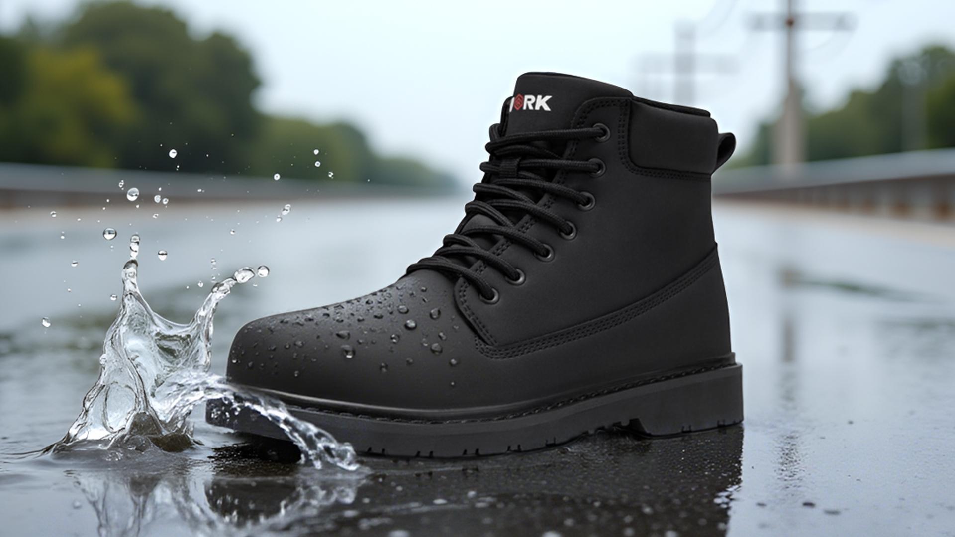 LARNMERN Men's Winter Waterproof Work Boots Genuine Leather Warm Lightweight Slip-Resistant Anti-Slip Durable Sole Comfortable Fit