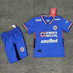 Cruz Azul Soccer Jersey 2026 MexicanLeague Blue Cross Team Home Short SleeveFootball Jersey Set for Kids Sports Clothing