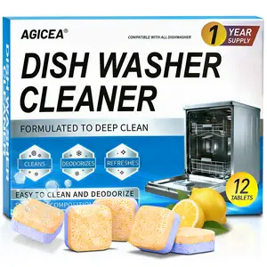 AGICEA Deep Clean Dishwasher Tablets – Removes Odor, Grease & Hard Water Buildup (12 Pack)