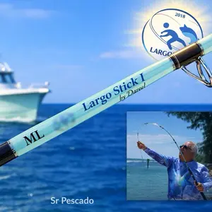 Largo Stick I Spinning Fishing Rod 7ft 1 Piece 7 Guides Medium Light Fiberglass Saltwater Fishing Durable Portable Strong