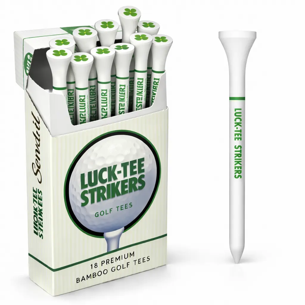 Luck-Tee Strikers Flip-Top Golf Tee Holder | Vintage-Style Pocket Case with 18 Bamboo Tees | Unique Golf Gift for Men, Cool  Fathers day gift golf accessories