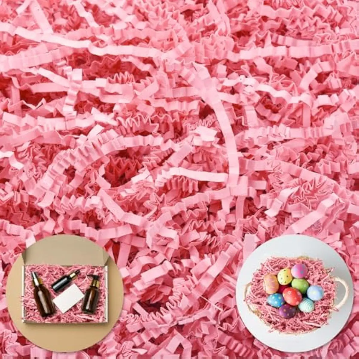 Easter Crinkle Paper Filler, Valentine's Day Shredded Paper For Gift Baskets 1/2LB (8 oz) , Pink Mother's Gifts Day Baskets Grass, Crinkle Cut Papers Shred For Birthdays, Weddings,Boxes Bags, Basket Filler ,Anniversaries,Gift Wrapping