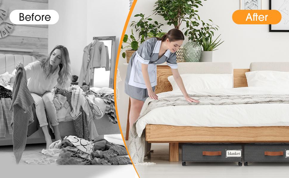 SpaceHacks 2-Pack Under Bed Storage Boxes with Wheels & Clear Lids - XXL Rolling Organizer Bins for Clothes, Shoes, Toys (Large Capacity) summerwins