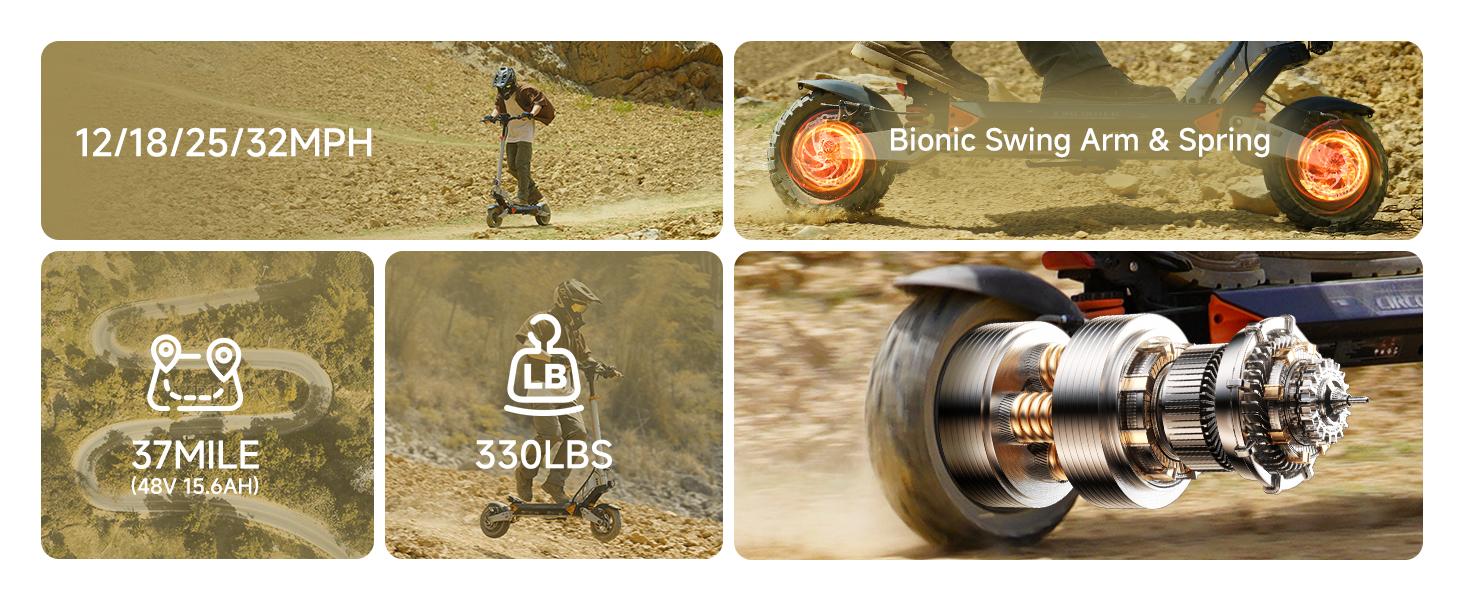 【Adventure Sport】Electric Scooter, 330LBS Max Load, 34/39 Miles Max Range, 28/32 Mph Top Speed, 1000W Powerful Motor, 10'' Off-Road Tires Scooter Electric with APP-Large Size(Sliver)