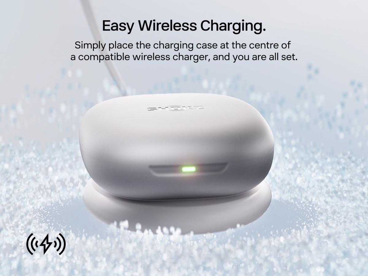 SHOKZ New OpenFit 2+ Open-Ear Headphones, Dolby Audio Enabled, Comfortable Earbuds with Soft Ear Hooks, 48H Playtime, IP55 Water-Resistant, USB-C Fast Charging, Wireless Charging