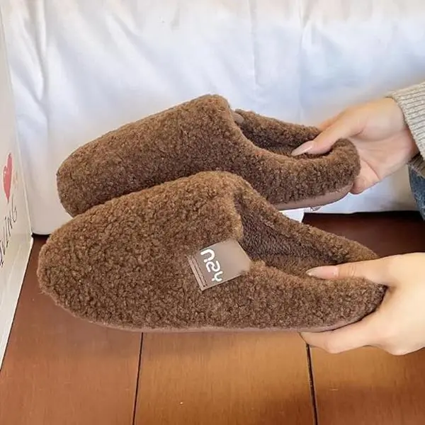 Plush Cotton Slippers with Non-Slip Sole Women's Fuzzy Slip-on Slippers Soft Comfy Memory Foam Indoor House Shoes Perfect Gift for Mom Wife