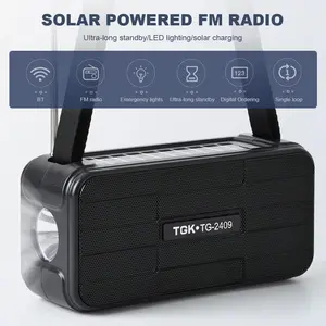 Solar Bluetooth Speaker Dual Solar Power Rechargeable with Flashlight FM Radio TF USB MP3 Music Player Audio System 1200mAh Battery Compact Design
