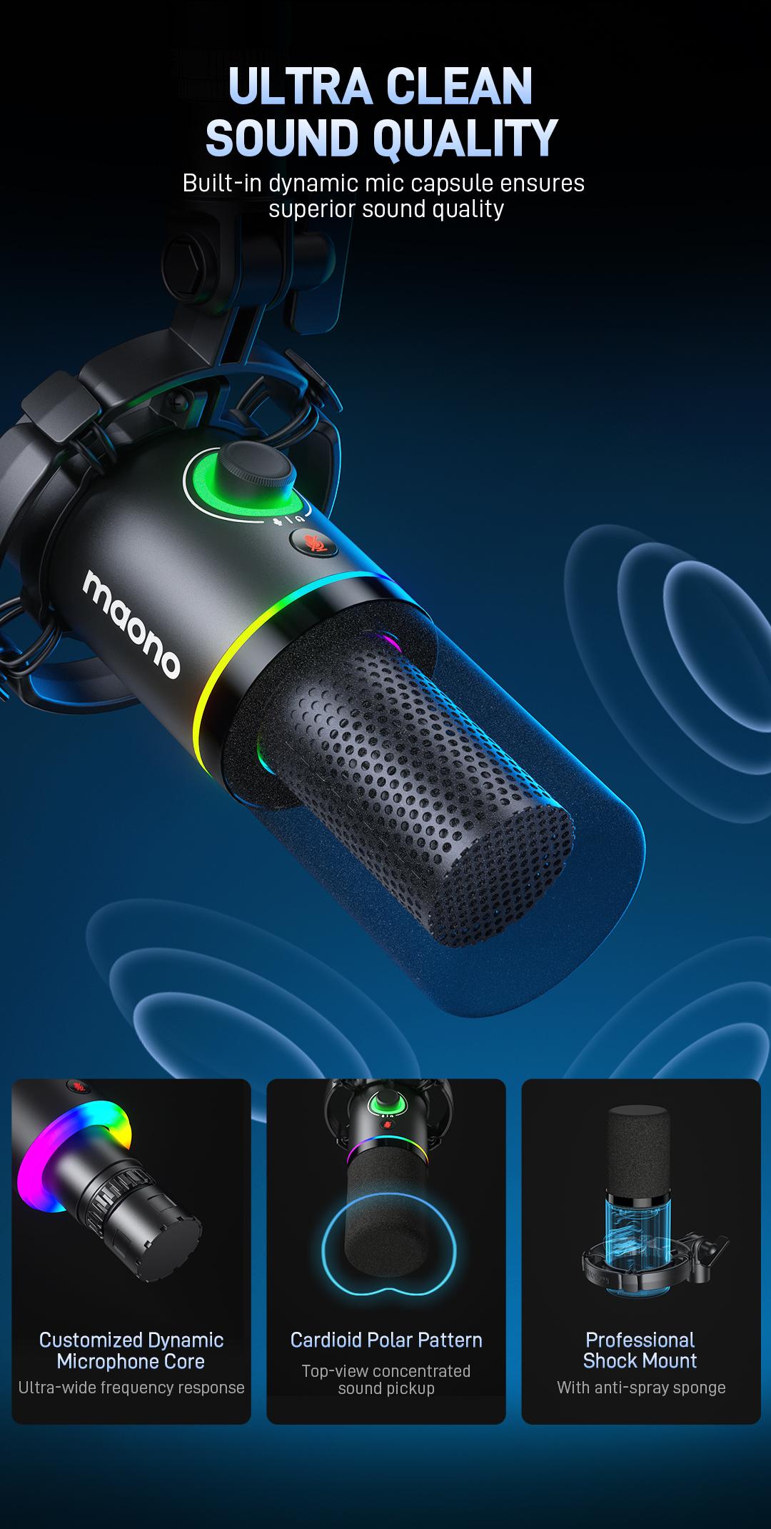 Maono PD200X Dynamic RGB Gaming Microphone with USB & XLR Cable Connectivity, Mute button, noise reduction, zero latency, widely compatible with computers, PC, Mac, Android /iOS smartphone, audio mixer, friendly for Singing, Gaming, Podcasting, Recording. Maono PD200X Dynamic RGB Gaming Microphone with USB & XLR Cable Connectivity, Mute button, noise reduction, zero latency, widely compatible with computers, PC, Mac, Android /iOS smartphone, audio mixer, friendly for Singing, Gaming, Podcasting, Recording.
