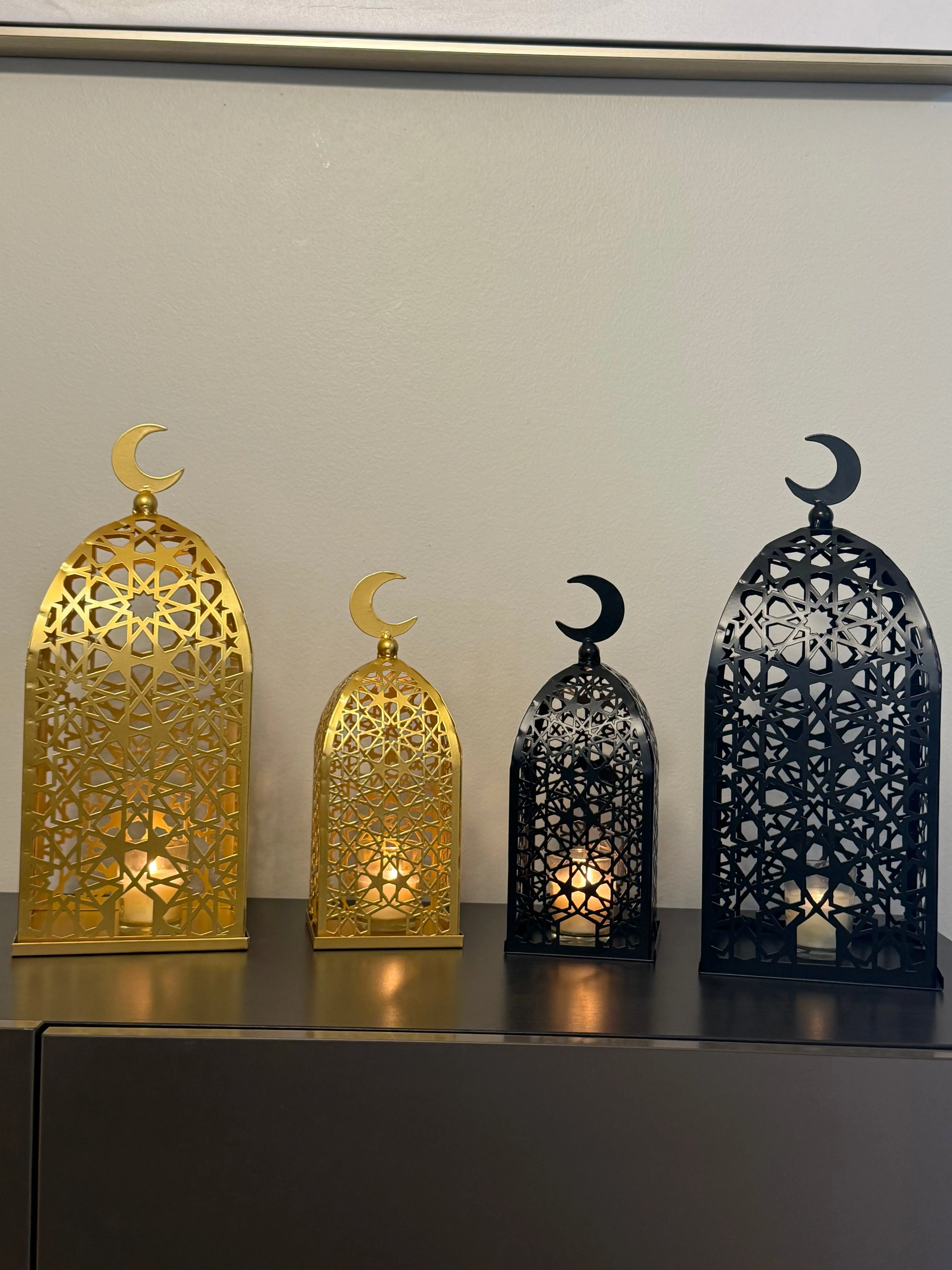 Islamic Lanterns Holder set of 2 - Ramadan Decor elegant home Accessory modern great gift Centerpiece