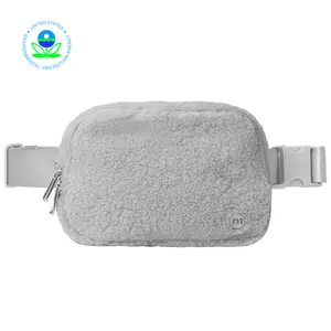 Fleece Belt Bag Sherpa Fanny Pack with Two-way Zipper, Everywhere Belt Bag for Women Men 1.5L, Fashion Waist Packs with Adjustable Belts Lightweight Hip Bum Crossbody Bags for Running/Outdoor/Dog Walking/Hiking