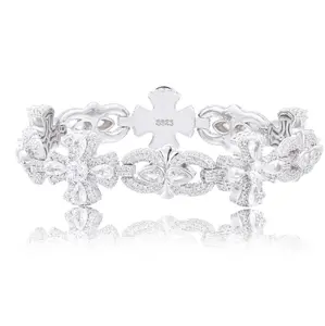 【#CMB03】Cross Bracelet UCCIYO Copper Moissanite Iced Out Bracelet for Women Men Hip Hop Jewelry Gift