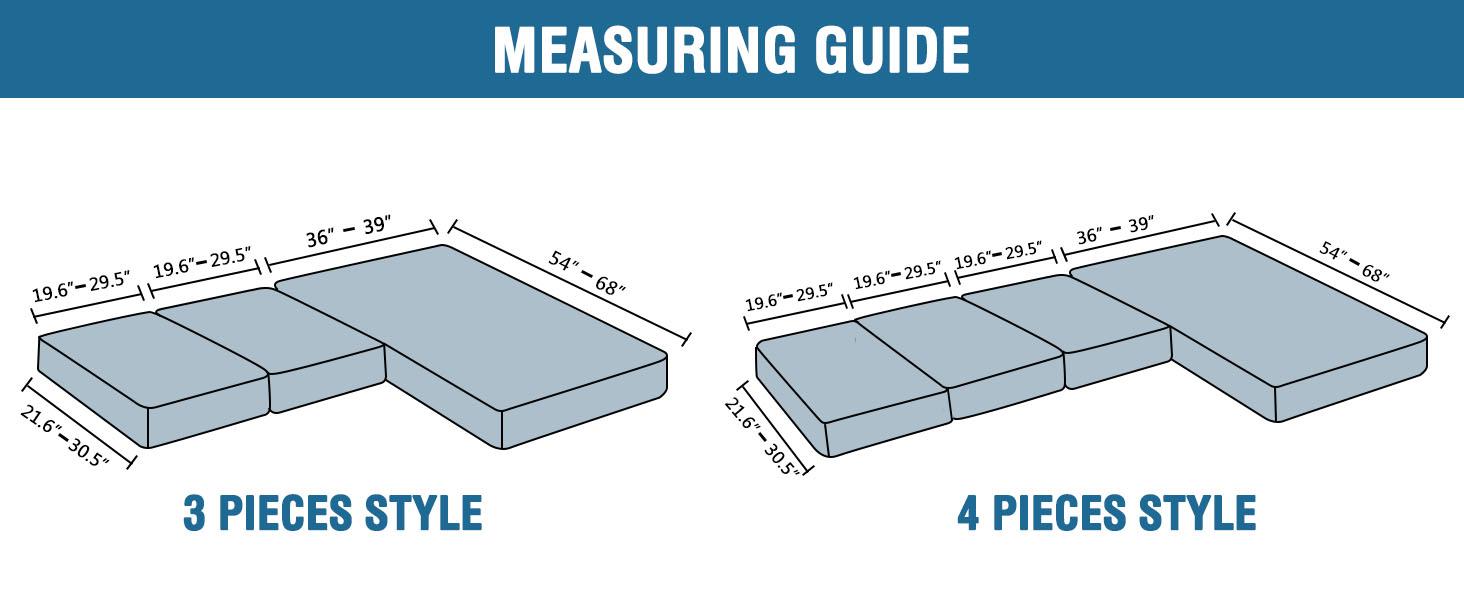 H.VERSAILTEX Sectional Couch Covers 3 or 4 Pieces Sofa Seat Cushion Covers L Shape Separate Cushion Couch Chaise Cover for Both Left/Right Sectional Couch
