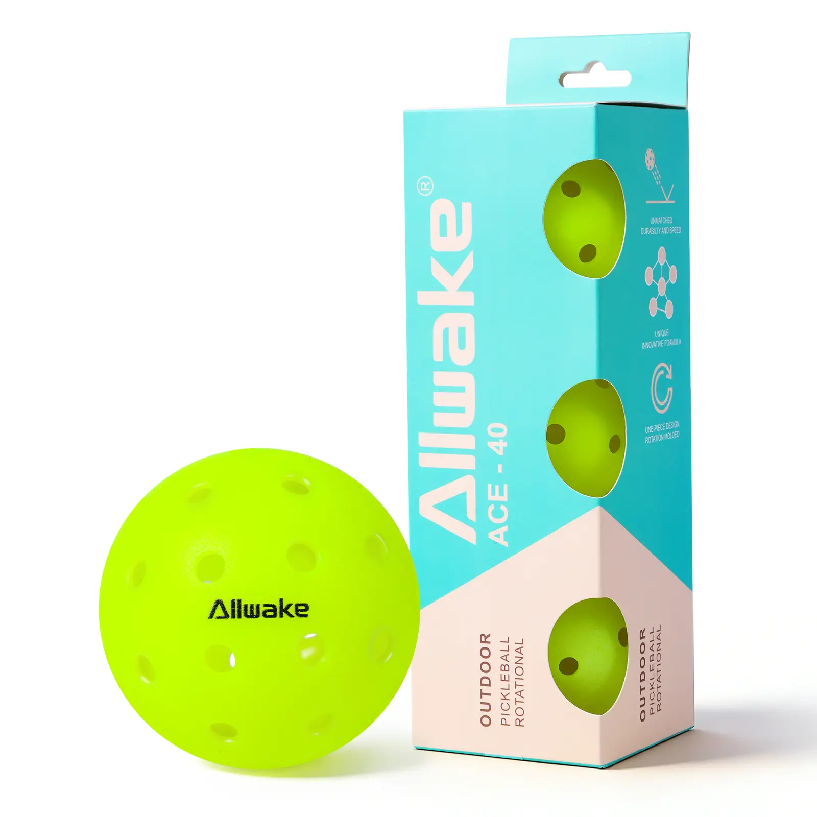 Allwake Pickleball Balls | Crack-Resistant | 40 Holes Outdoor & Indoor Pickle Balls | High Bounce, Perfectly Balanced Pickle Ball for Tournament Play