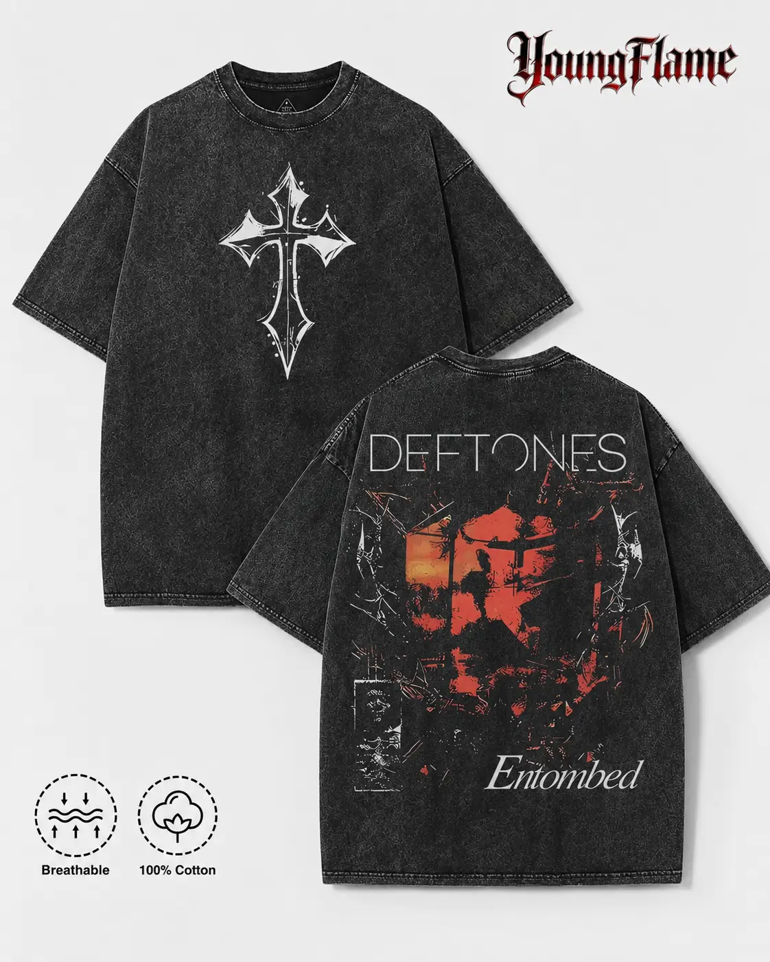 Vintage Acid Wash Gothic Cross graphic tees A comfortable summer gift Dark Grunge streetwear y2k clothing Men Oversized T-Shirt short sleeve fall fashion outfit casual cotton