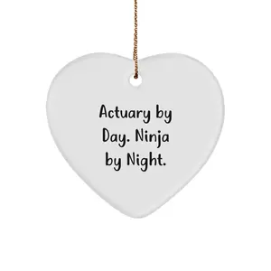 Unique Actuary Gifts from Friends - Funny Heart Ornament for Actuary By Day Ninja By Night Christmas Unique Gifts