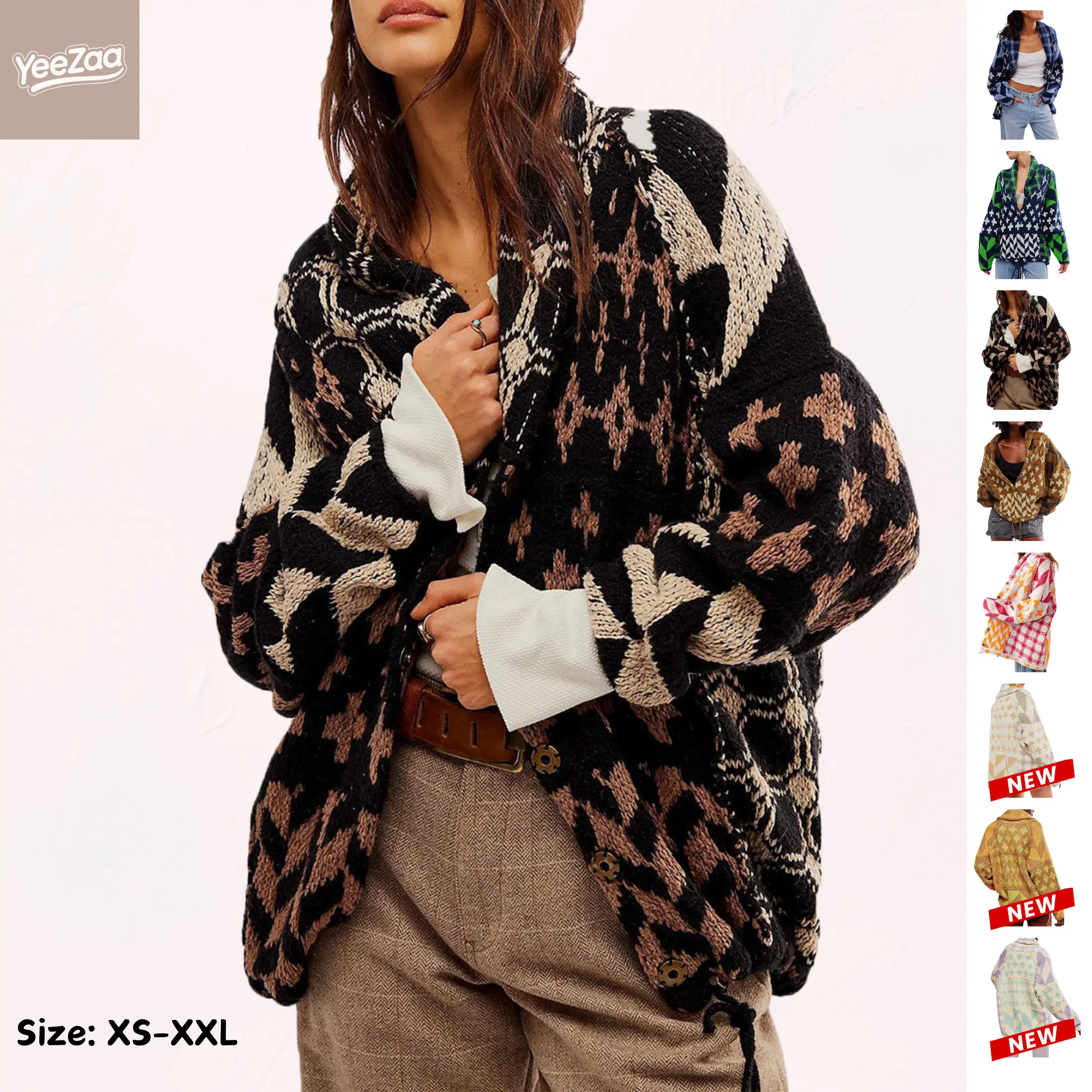 Boho Cardigan Sweaters for Women Shawl Collar Oversized Sweater Coats 2025 TikTokShopHolidayHaul Christmas YeeZaa Y2k Print Cardigans Fall Fashion 2025 Womenswear