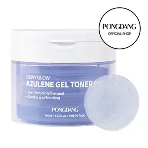 [PONGDANG] Dewy Glow Azulene Gel Toner Pad 4.73 fl.oz (140ml) | Cooling Calm | Korean Gel Toner Pads with Guai Azulen, Chamomile | Soothing, Radiance & Uneven Skin Tone | Korean Skin Care