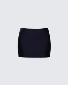 Women's Nylon Bodycon Black Micro Mini Skirt - Slim Fit Bottom for Casual Wear