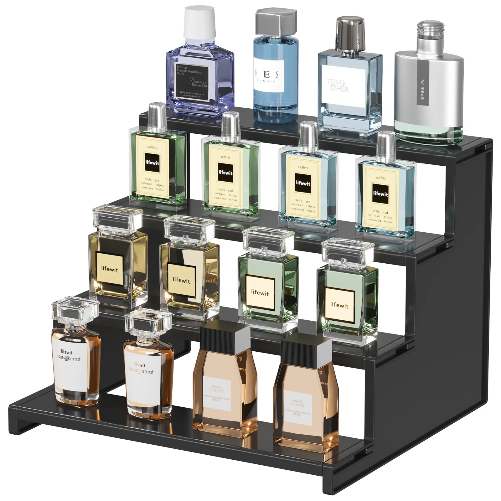 Lifewit 4 Tier Black Display Stand for Cologne,Perfume,Figures, Cupcake, Dessert, Spice, Fragrance, Countertop, Vanity, Dresser, Cabinet Use Racks Set Organizer #SummerVibes,#DealsForYouDays summerwins,dorm essentials,home decor