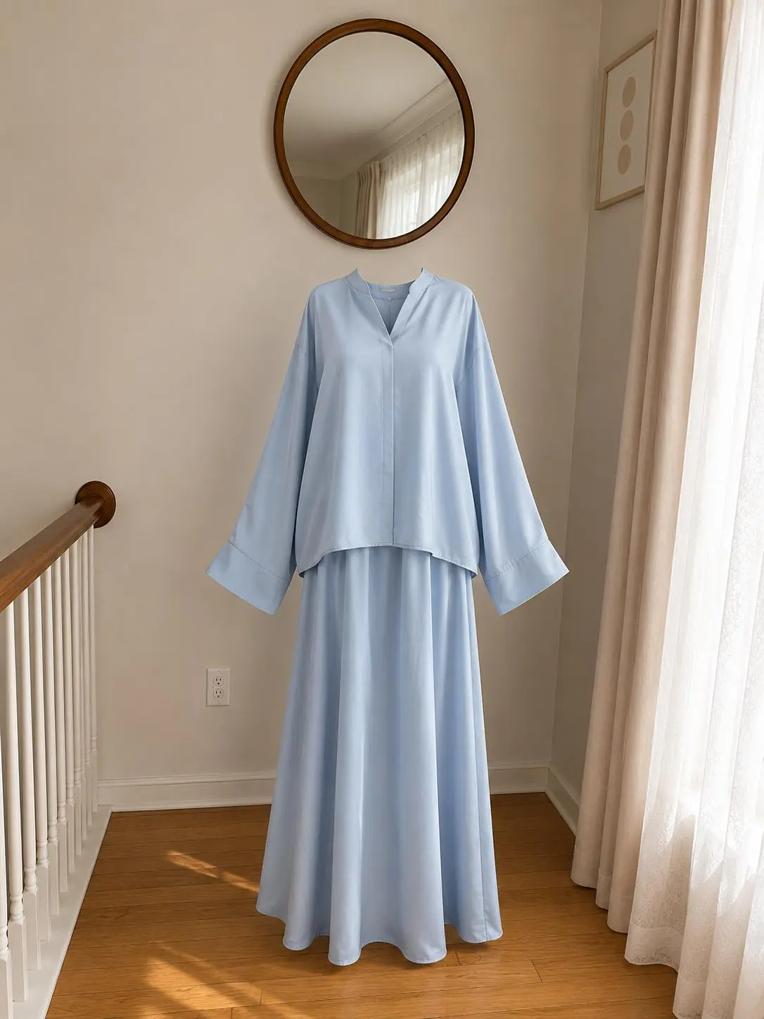 summer modest outfit, summer abaya, abaya set, modest set