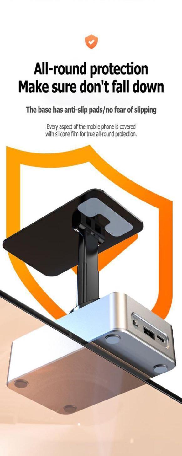 5 in 1 Multipurpose Portable Speaker - Bluetooth 5.0 Wireless Audio System, Foldable Stand, Emergency Charging, 5.3FM HD Bassup, Call Answering, Rechargeable, Non-Slip Silicone Base Grips Phones, 15*10*6 cm, Compatible with iPhone & Android 5 in 1 Multipurpose Portable Speaker - Bluetooth 5.0 Wireless Audio System, Foldable Stand, Emergency Charging, 5.3FM HD Bassup, Call Answering, Rechargeable, Non-Slip Silicone Base Grips Phones, 15*10*6 cm, Compatible with iPhone & Android