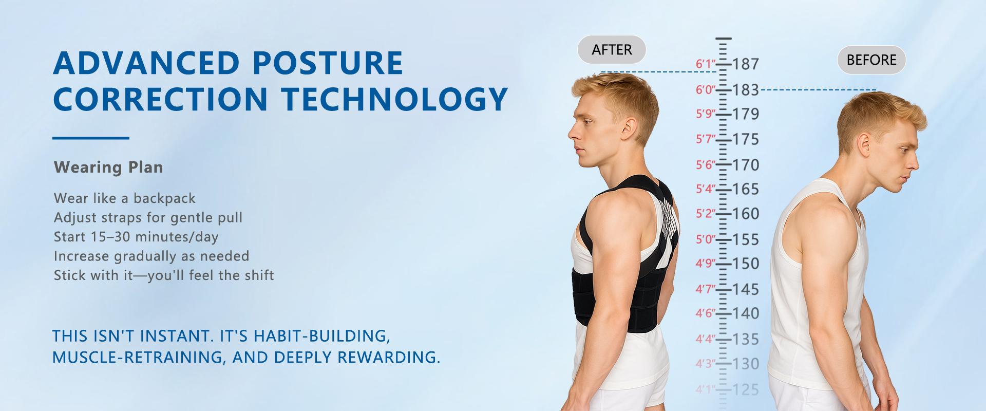 Posture Corrector Back Brace Shoulder Straightener with Adjustable Spine Alignment for Men and Women Anti Hunchback Waist Girdle in Black