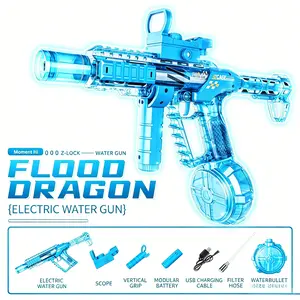 Powerful Automatic Electric Water Gun LED Glowing Nozzle, 320cc Large Capacity, 32FT Long Range, Summer Outdoor Water Blaster Toy for All Ages #summerwins