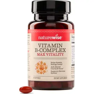 NatureWise Vitamin B Complex for Women and Men - with Folic Acid Biotin B1 B2 B3 B6 B12 - Support Cellular Energy & Mental Clarity - Gluten & Dairy Free, Non-GMO - 60 Softgels[2-Month Supply]