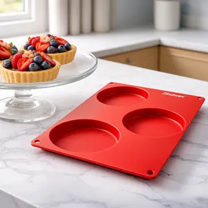 Freshware 3-Cavity Silicone Tart & Cake Mold | Nonstick Disc Mold for Pies, Custards, Cheesecakes & Resin Coasters