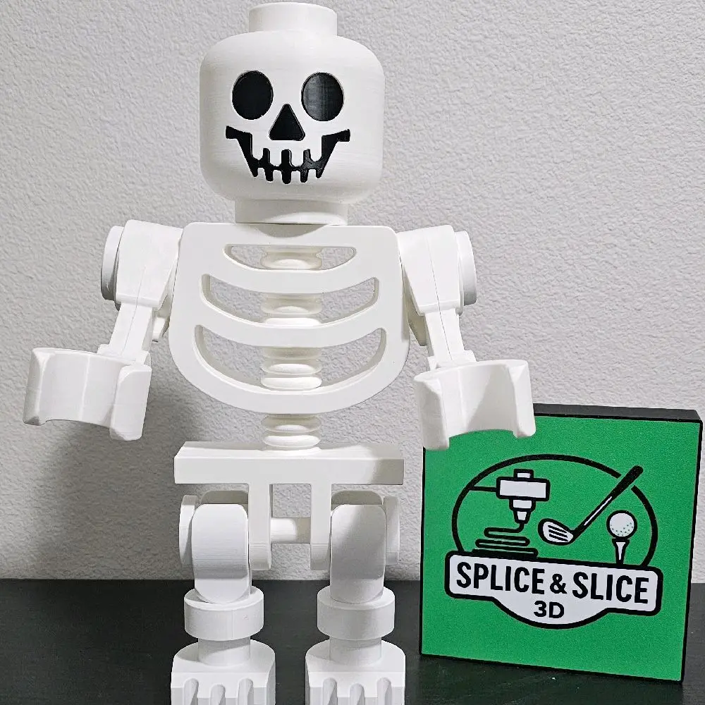Chunky Oversized 3D Printed Mega Brick Big Blocky Spooky Skeleton Decorative Figurine - High-Detail Desk Buddy, Halloween Gift, Collectible Room Decor, Figurines Collectibles (Any Color You Want)