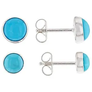 JTV Blue Sleeping Beauty Turquoise Sterling Silver Earring Set Of Two Pairs