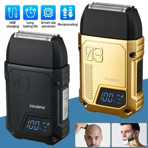 Portable Electric Razor for Men, Foil Electric Shaver & Beard Trimmer with Dual-Action System, Floating Head, IPX7 Waterproof, Type C Fast Charge, Digital Display, and Magnetic Cap for Home & Travel