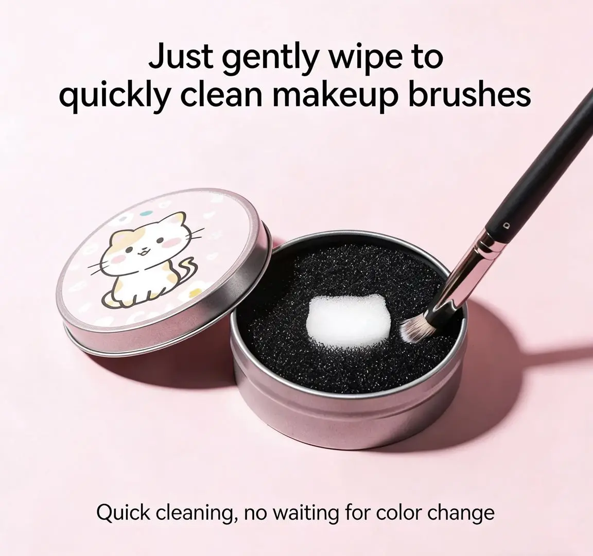 2-Pack Compact Cosmetic Cleansing Sponge, Waterless & Chemical-Free Makeup Brush Powder Cleaner - Eliminates Drying Time for Immediate Eyeshadow Color Switching (Party Supply, Home Supply)