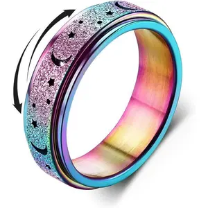 Stainless Steel Fidget Rings for Anxiety for Women Spinner Ring 6mm Rose Gold Ring Thumb Ring Size 5-13 Fashionable Jewelry Accessories rings men promise rings gf wedding ring real rings wedding ring set smartrings emo stuff non t