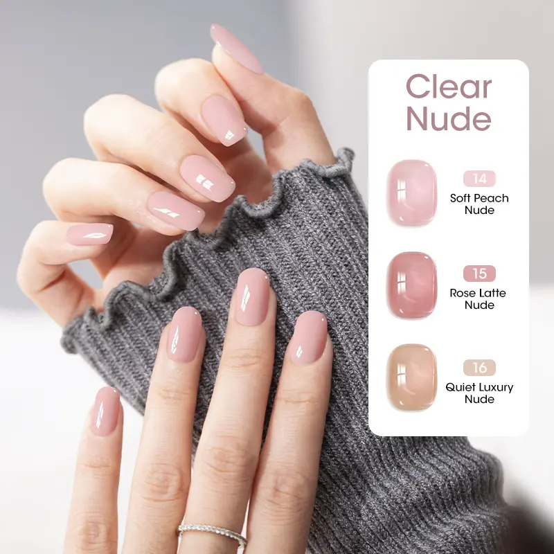 GELLEN PRO BIO One-Step Gel Nail Polish Clear Nude Set with AI Smart UV Lamp | 5-in-1 Formula | Fast Curing & Beginner-Friendly