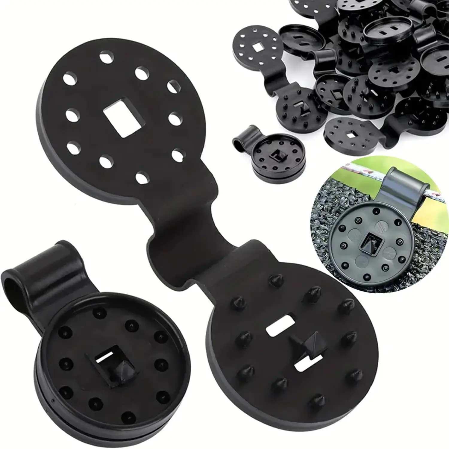 Universal Shade Clothes Clips for Sun Shade Sail Tarpaulin Mesh Canopy Fence, Shade Cloth Heavy Duty Lock Grip, Shade Cloth Clips Windproof Awning Clamp Grip (50, Black)