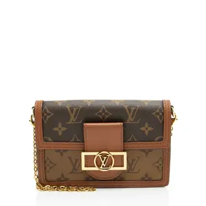 Pre-owned Louis Vuitton Canvas Clutches & Wristlets Reverse Monogram Dauphine Chain Wallet