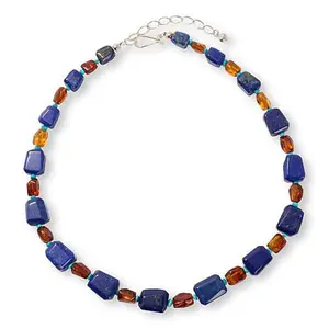 Mine Finds by Jay King Lapis, Amber and Turquoise Bead Necklace