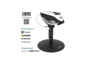Socket Mobile DuraScan D740 Performance Barcode Reader - White & Charging Stand - Wireless Connectivity - 19.50" Scan Distance - 1D, 2D - Laser - Bluetooth - White - Stand Included  CX3784-2544