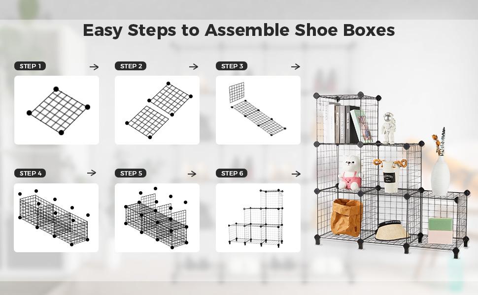 KITEXPERT 6-Cube Wire Storage Organizer，Multi-Use DIY Storage Cube Shelf for Books, Toys, Cat，Rabbit，Dog，Pet Supplies，Gift for Pet，Racks