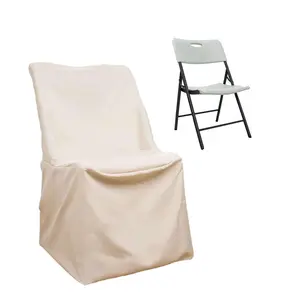 Polyester Folding Chair Cover Beige for Lifetime Chairs - Durable Reusable Slipcover