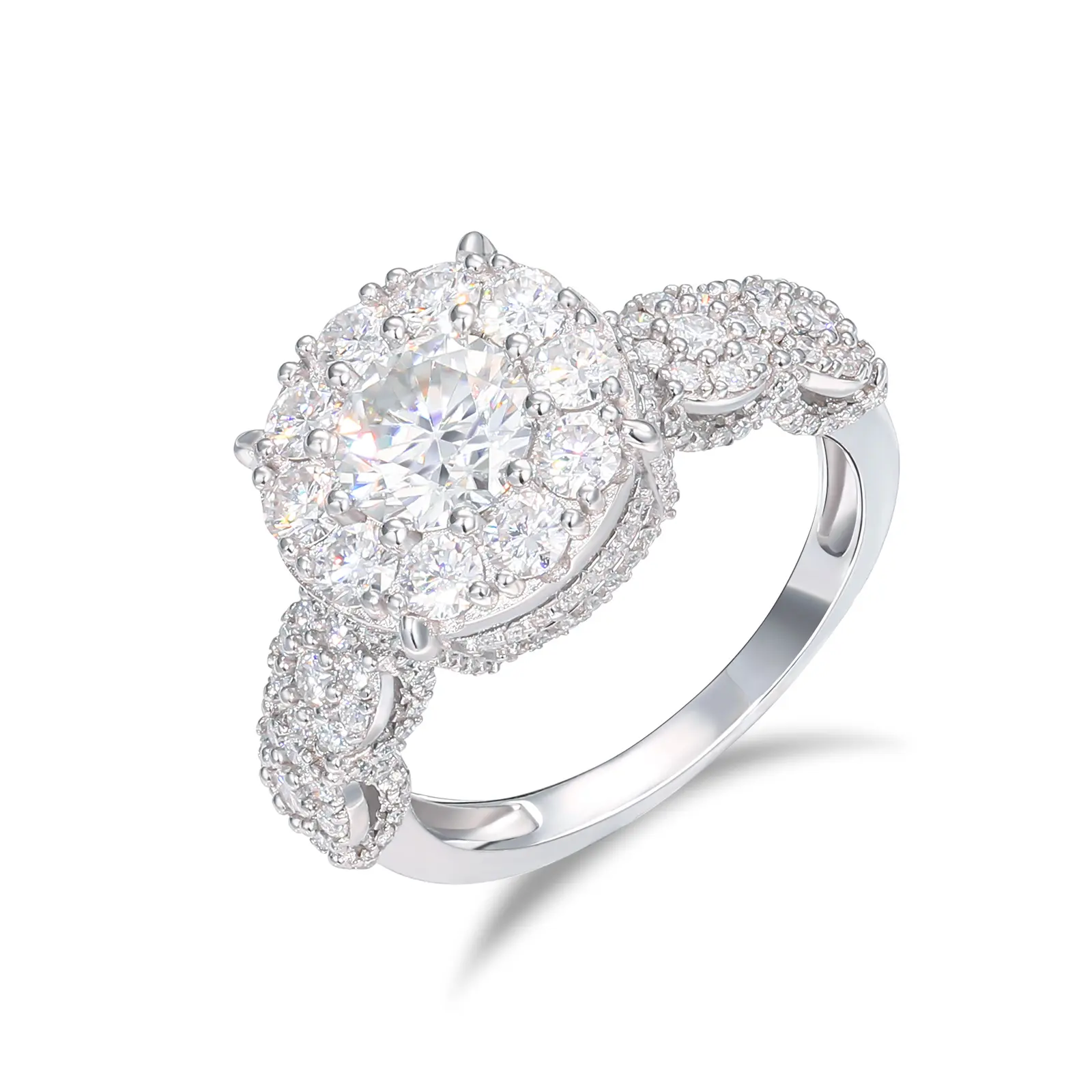 UCCIYO Wedding Ring R710 S925 Silver Lab-Created Moissanite Women Wedding Ring Round Cut D Color VVS Synthetic Moissanite Engagement Ring Shining UCCIYO Jewelry【#R710】 Bridal Statement Ring