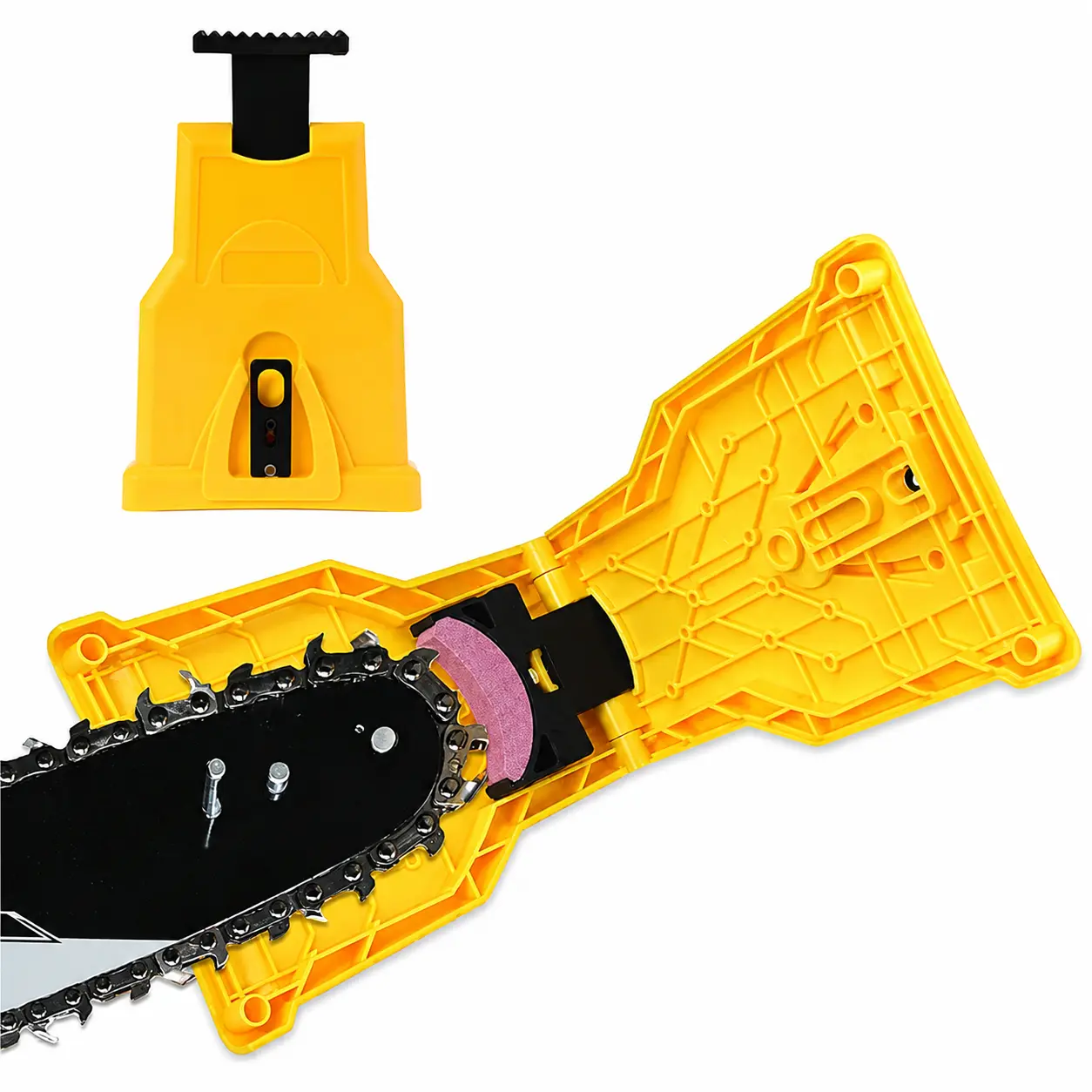 Portable Teeth Chainsaw Sharpener, Proprietary Bar-Mount Chain Saw Fast Sharpening Tool, Fit for 14/16/18/20 Inches 2-Hole Chain Saw Bar