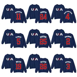 USA Baseball Number Sweatshirt – Team USA Fan Crewneck Pullover Unisex Sports Sweatshirt
