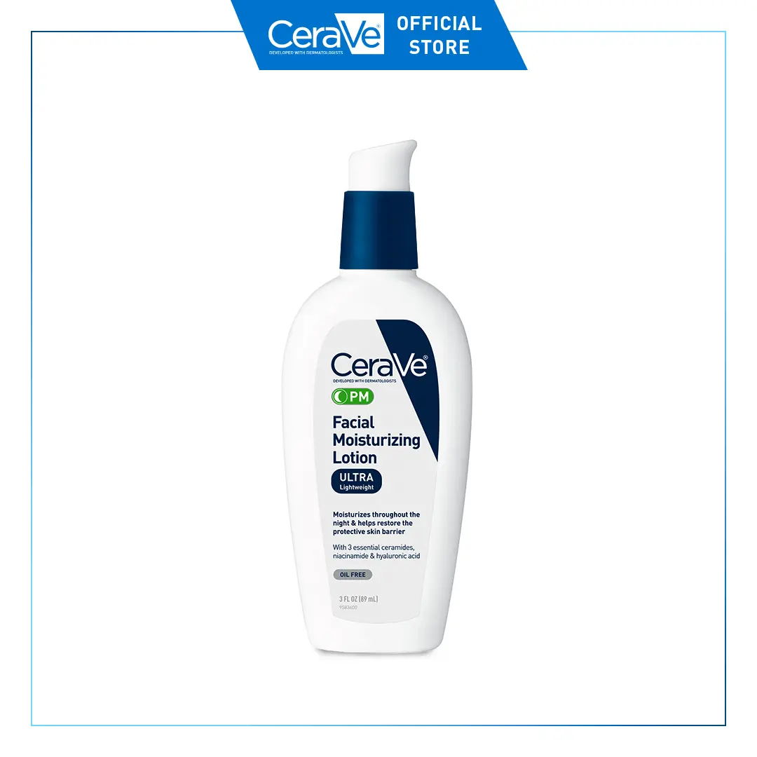 CeraVe PM Facial Moisturizing Lotion - Ultra-Thick Formula with Hyaluronic Acid for Gentle Hydration and Restoring Skin Tone
