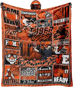 Gifts for Cincinnati, Football Blanket for Cincinnati, Warm Blanket for All Seasons, Throw Blanket for Couch, 80"x60"